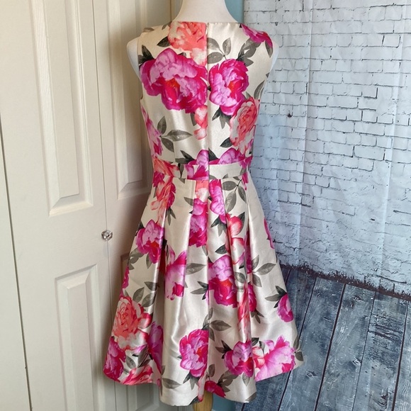 Eliza J Floral Mikado Floral Fit & Flare Dress Size 8 Rose Romantic Feminine - Picture 13 of 16